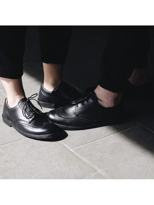 Vasky Muške crne kožne mokasine - cipele za proljeće/jesen, Vasky Brogue niske crne cipele