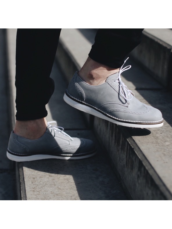 Vasky Muške sive kožne gležnjače - cipele proljeće/jesen, Vasky Brogue niske cipele