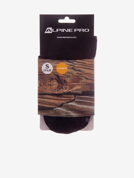 ALPINE PRO Crne unisex čarape - 2 para ALPINE PRO 2ULIANO