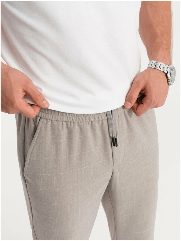 Ombre Clothing Ombre Clothing Muške svijetlo sive karirane hlače