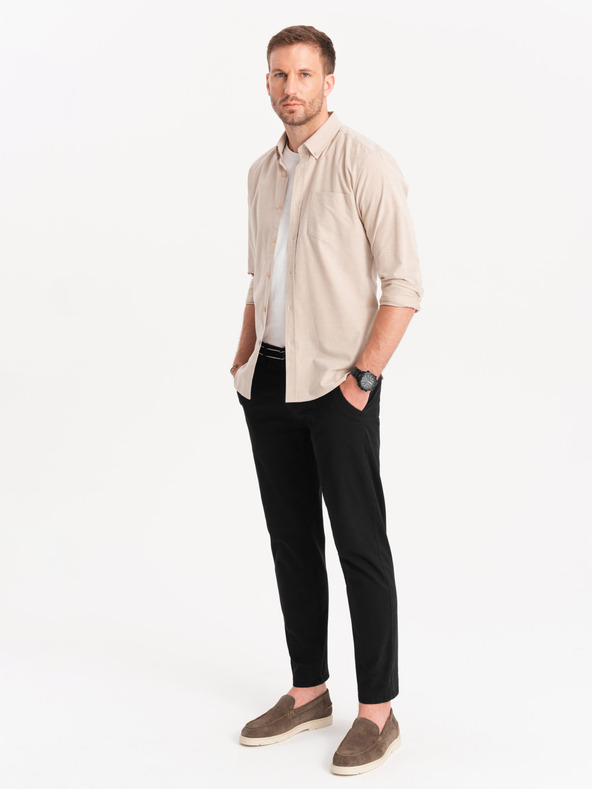 Ombre Clothing Crne muške chino hlače s ukrasnim remenom Ombre Clothing