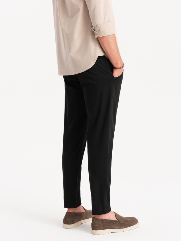 Ombre Clothing Crne muške chino hlače s ukrasnim remenom Ombre Clothing