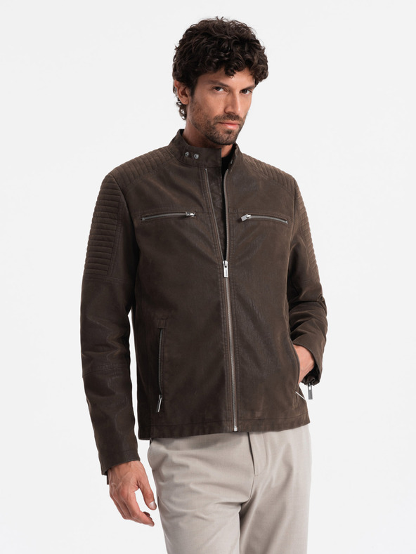 Ombre Clothing Muška retro biciklistička jakna sa samostojećim ovratnikom Ombre odjeća V1 OM-JAFL-0197