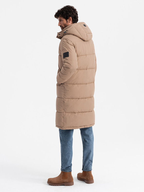 Ombre Clothing Ombre Clothing Muška prošivena duga jakna s kapuljačom koja se može skinuti