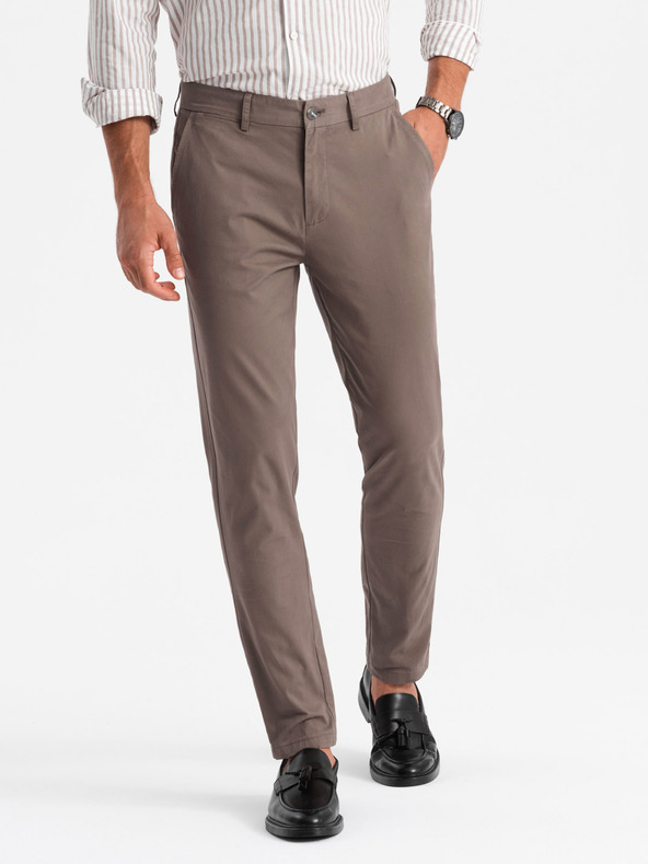 Ombre Clothing Muške chino hlače REGULAR FIT smeđa Ombre odjeća