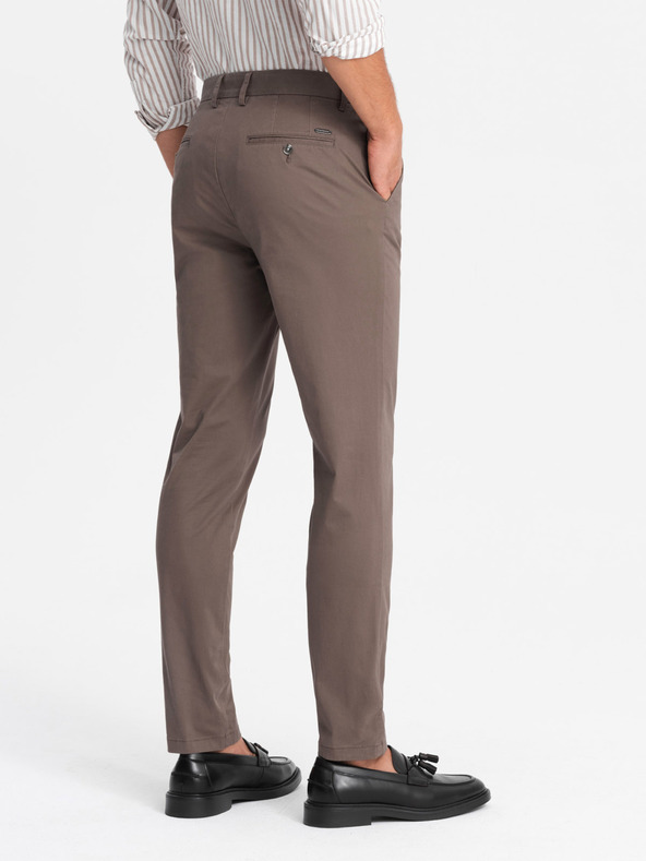 Ombre Clothing Muške chino hlače REGULAR FIT smeđa Ombre odjeća