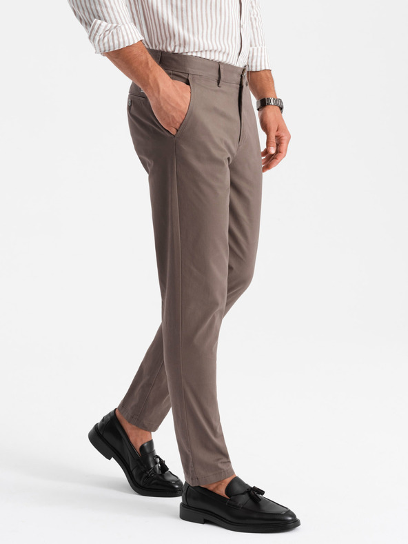 Ombre Clothing Muške chino hlače REGULAR FIT smeđa Ombre odjeća