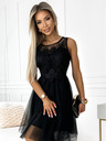 numoco Ženska haljina od gipura i finog tila - crna Numoco CATERINA