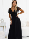 numoco Duga haljina s dekolteom i kratkim rukavima - crna Numoco NASTIA