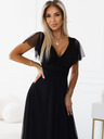 numoco Duga haljina s dekolteom i kratkim rukavima - crna Numoco NASTIA