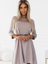numoco Klasična trapez haljina sa crnim remenom - bež Numoco