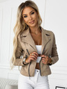 numoco Bež ženska jakna od brušene kože s dugim rukavima i patentnim zatvaračima marke Numoco
