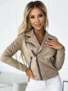 numoco Bež ženska jakna od brušene kože s dugim rukavima i patentnim zatvaračima marke Numoco