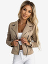 numoco Bež ženska jakna od brušene kože s dugim rukavima i patentnim zatvaračima marke Numoco