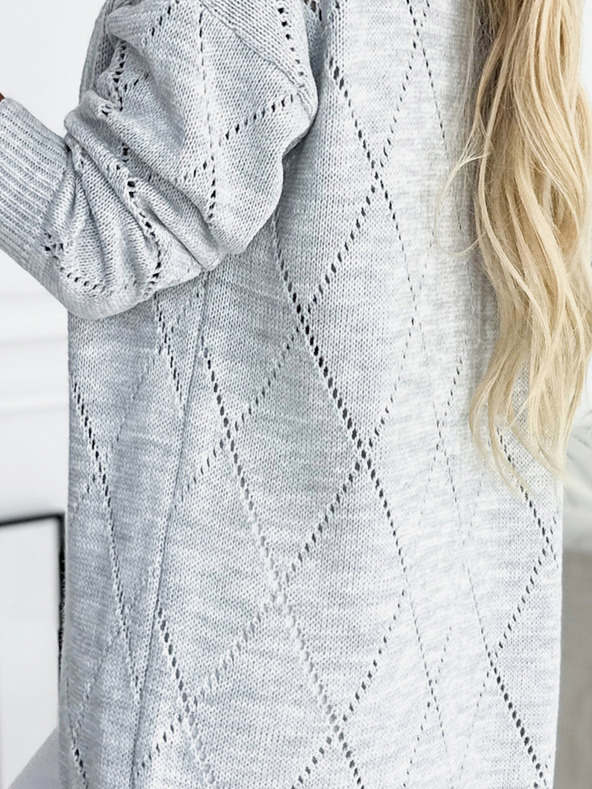 numoco Svijetlo sivi ženski dugi kardigan Numoco