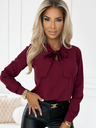 numoco Numoco Wine ženska bluza dugih rukava s prednjom kravatom