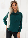numoco Numoco zelena ženska bluza dugih rukava s prednjom kravatom