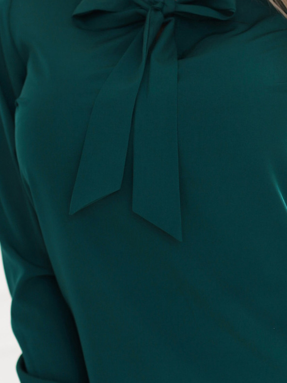 numoco Numoco zelena ženska bluza dugih rukava s prednjom kravatom