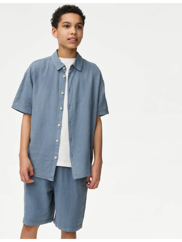 Marks & Spencer Košulja s visokim udjelom lana plava Marks & Spencer