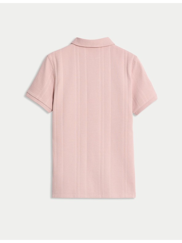 Marks & Spencer Teksturirana polo majica od čiste pamučne tkanine sa zipom (2-16 godina) Marks & Spencer, ružičasta