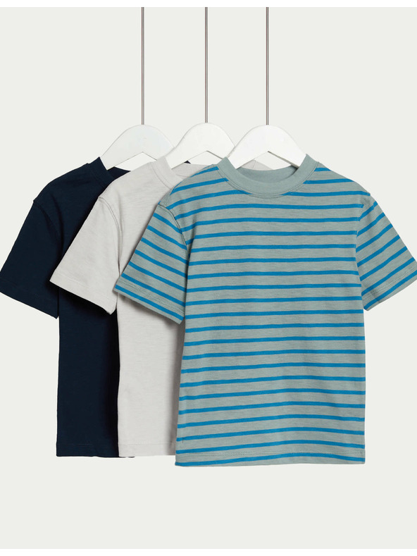 Marks & Spencer Prugaste majice od čiste pamučne tkanine, 3 kom (2-8 godina) Marks & Spencer, zelena