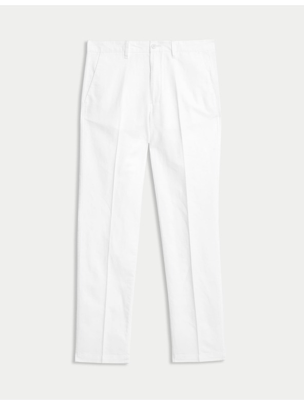 Marks & Spencer Chino hlačice od lnene mješavine, normalan kroj Marks & Spencer bijela