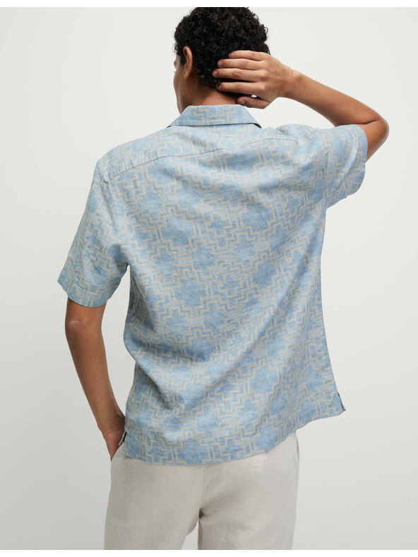 Marks & Spencer Košulja od mješavine lana, s kratkim rukavima i geometrijskim tiskom Marks & Spencer plava