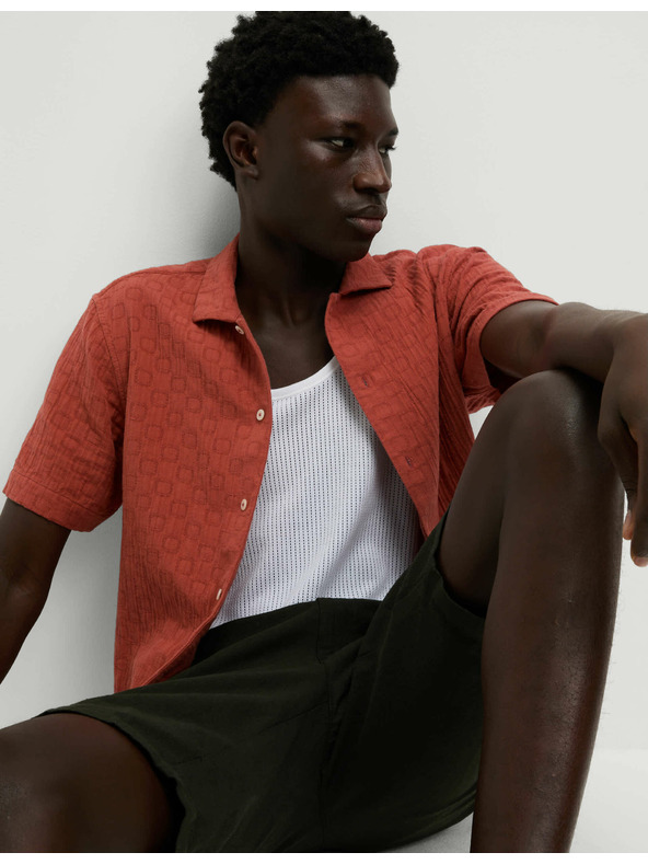 Marks & Spencer Teksturirana košulja od čiste pamučne tkanine u nažlijebenoj obradi Marks & Spencer narančasta