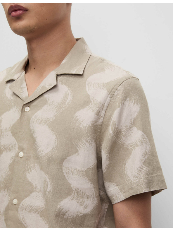 Marks & Spencer Košulja s kubанским ovratnikom s tiskom valova, s visokim udjelom lana Marks & Spencer boja kreme