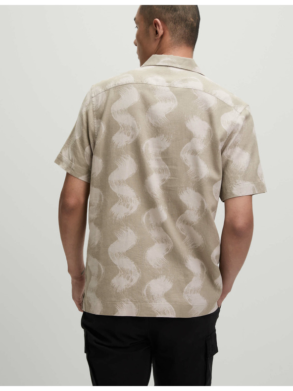 Marks & Spencer Košulja s kubанским ovratnikom s tiskom valova, s visokim udjelom lana Marks & Spencer boja kreme