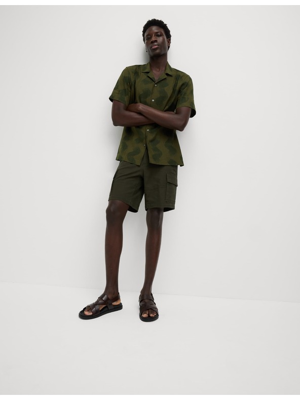 Marks & Spencer Košulja s kubанским ovratnikom s tiskom valova, s visokim udjelom lana Marks & Spencer zelena