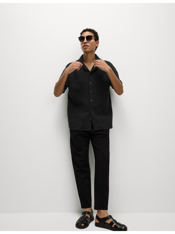 Marks & Spencer Pletena košulja od čiste pamučne tkanine Marks & Spencer crna