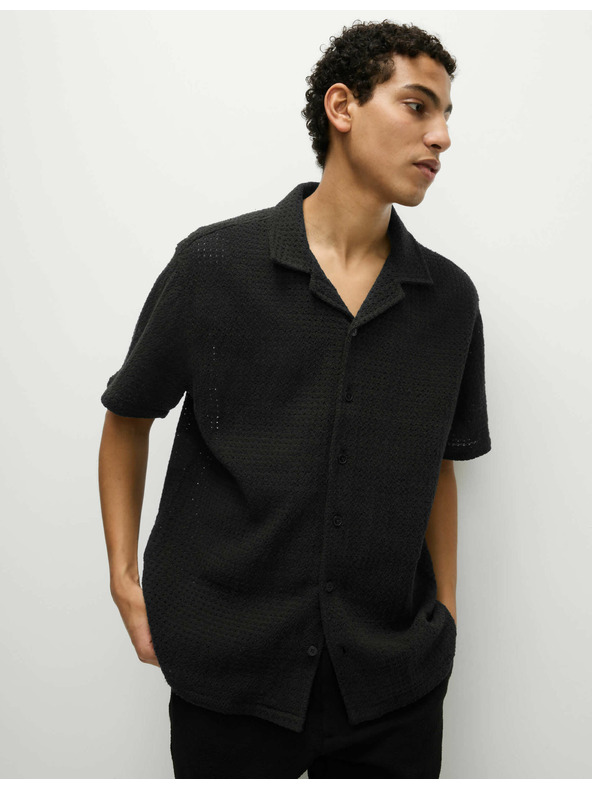 Marks & Spencer Pletena košulja od čiste pamučne tkanine Marks & Spencer crna