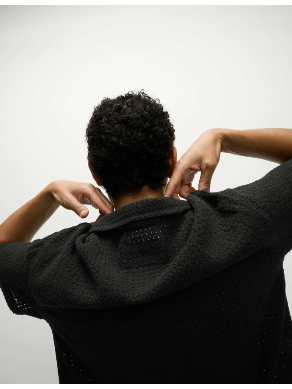 Marks & Spencer Pletena košulja od čiste pamučne tkanine Marks & Spencer crna