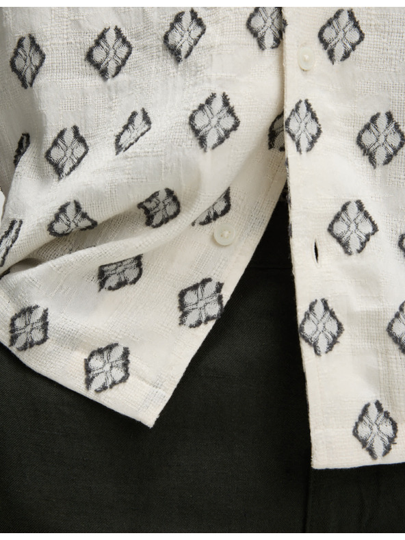 Marks & Spencer Košulja od čiste pamučne tkanine s geometrijskim tiskom Marks & Spencer boja kreme