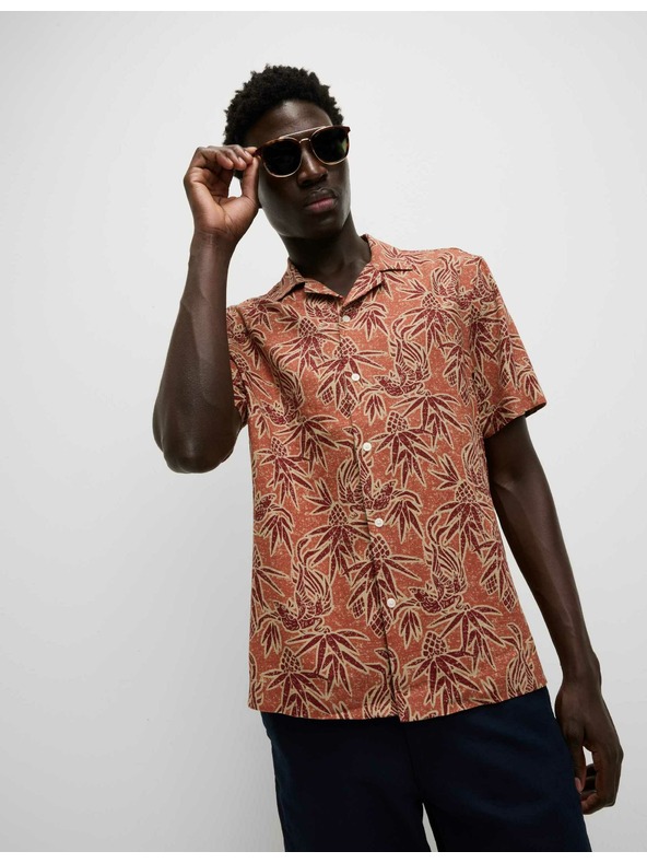 Marks & Spencer Havajska košulja s kratkim rukavima i visokim udjelom lana Marks & Spencer narančasta