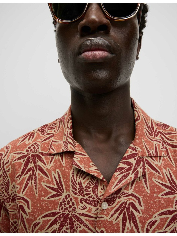 Marks & Spencer Havajska košulja s kratkim rukavima i visokim udjelom lana Marks & Spencer narančasta