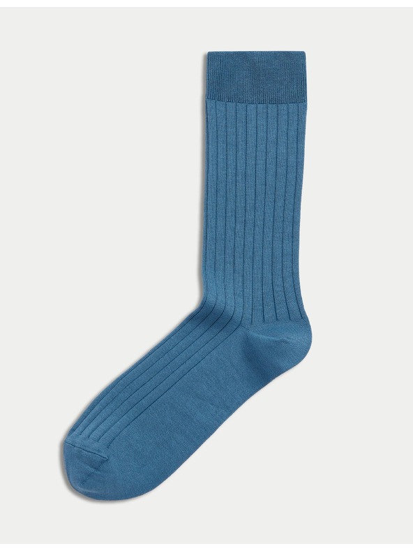Marks & Spencer 1 par rebranih čarapa, s visokim udjelom egipatske pamuke Marks & Spencer plava