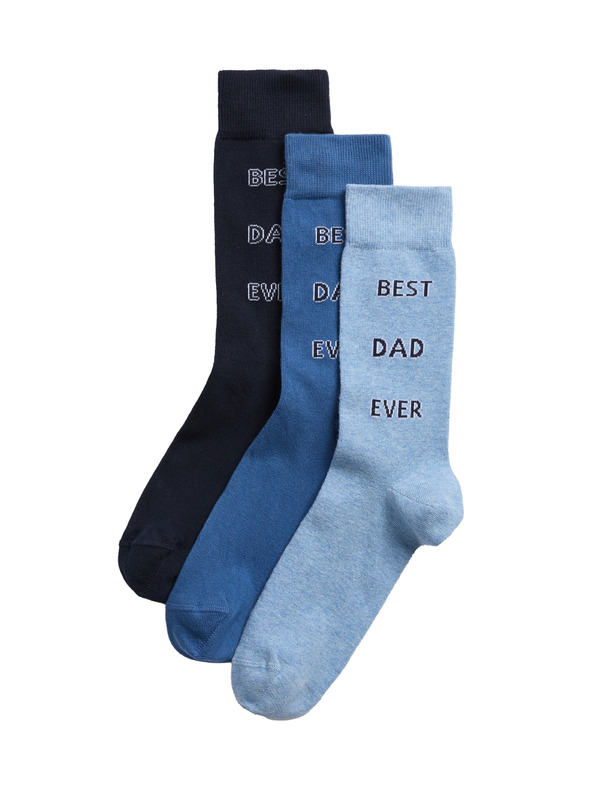 Marks & Spencer Čarape s natpisom "Best Dad Ever" i visokim udjelom pamuke, 3 para Marks & Spencer plava