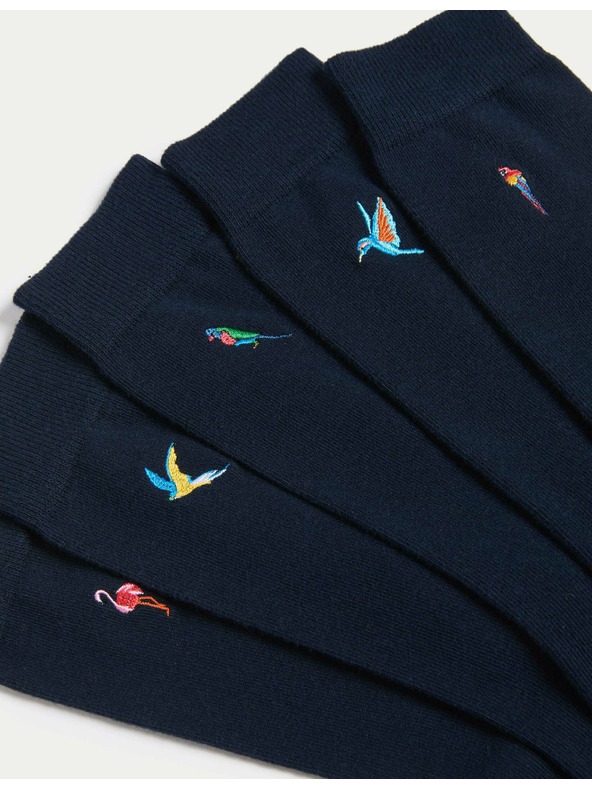 Marks & Spencer Cool & Fresh™ čarape s motivom ptica, s visokim udjelom pamuke, 5 parova u pakiranju Marks & Spencer mornarsko plava
