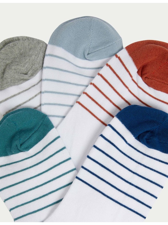 Marks & Spencer 5 parova prugastih kratkih Trainer Liners™ čarapa s Cool & Fresh™ tehnologijom Marks & Spencer