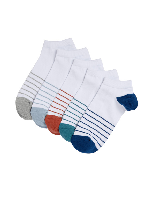 Marks & Spencer 5 parova prugastih kratkih Trainer Liners™ čarapa s Cool & Fresh™ tehnologijom Marks & Spencer