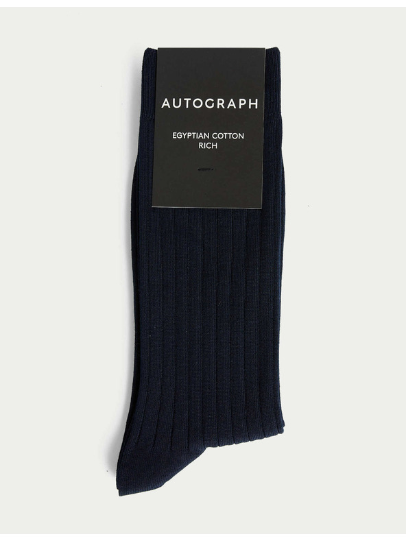 Marks & Spencer 1 par rebranih čarapa, s visokim udjelom egipatske pamuke Marks & Spencer mornarsko plava