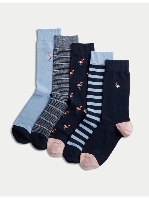Marks & Spencer Cool & Fresh™ čarape s motivom flaminga, s visokim udjelom pamuke, 5 parova u pakiranju Marks & Spencer mornarsko plava