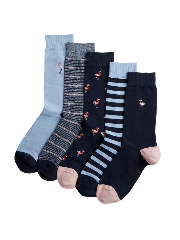 Marks & Spencer Cool & Fresh™ čarape s motivom flaminga, s visokim udjelom pamuke, 5 parova u pakiranju Marks & Spencer mornarsko plava