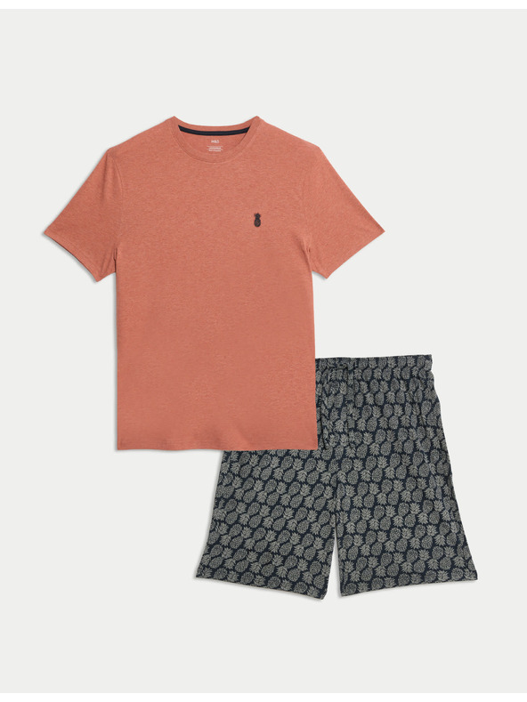 Marks & Spencer Pidžama set od čistog pamuka isprintana ananasima Marks & Spencer mornarsko plava