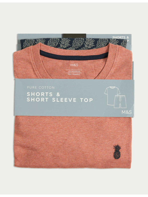 Marks & Spencer Pidžama set od čistog pamuka isprintana ananasima Marks & Spencer mornarsko plava