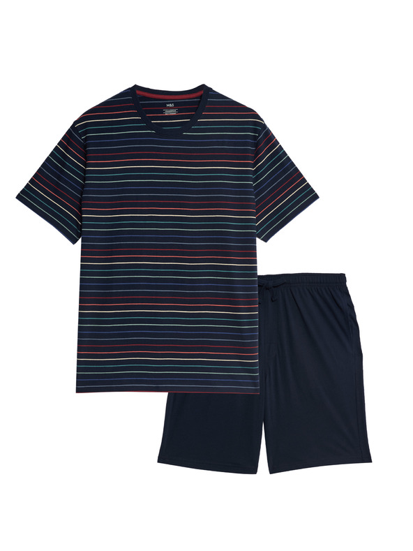 Marks & Spencer Prugasti pidžama set od čistog pamuka Marks & Spencer mornarsko plava