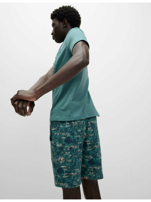 Marks & Spencer Pidžama set od čistog pamuka s printom palmi Marks & Spencer zelena