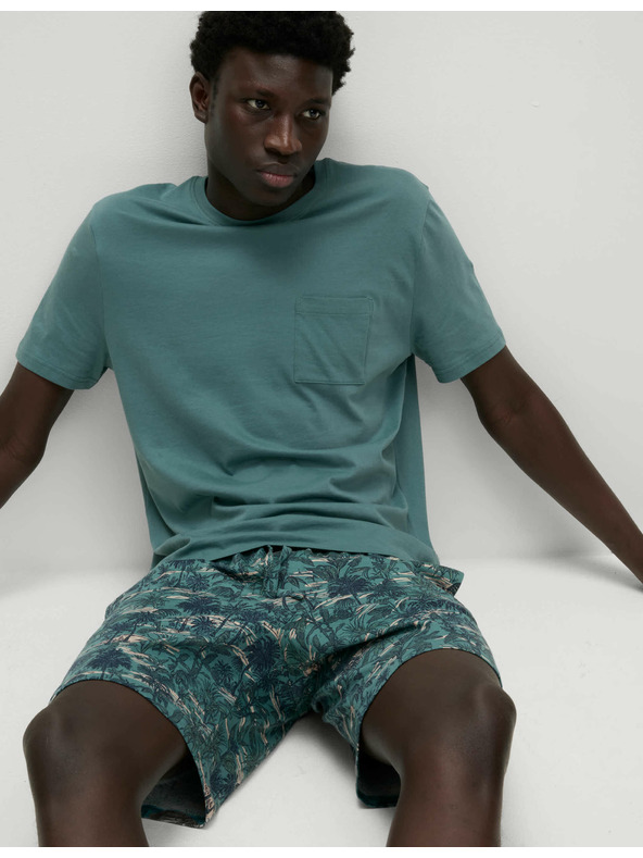 Marks & Spencer Pidžama set od čistog pamuka s printom palmi Marks & Spencer zelena